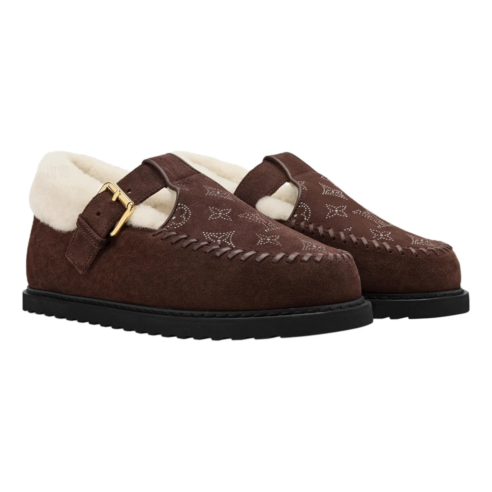 Туфли Мэри Джейн Louis Vuitton Colorado из замши с овчиной, женские, каштановые, Цвет: темно-бордовый, Издание: С оригинальной коробкой для обуви, Размер: 35 | Китай.рф