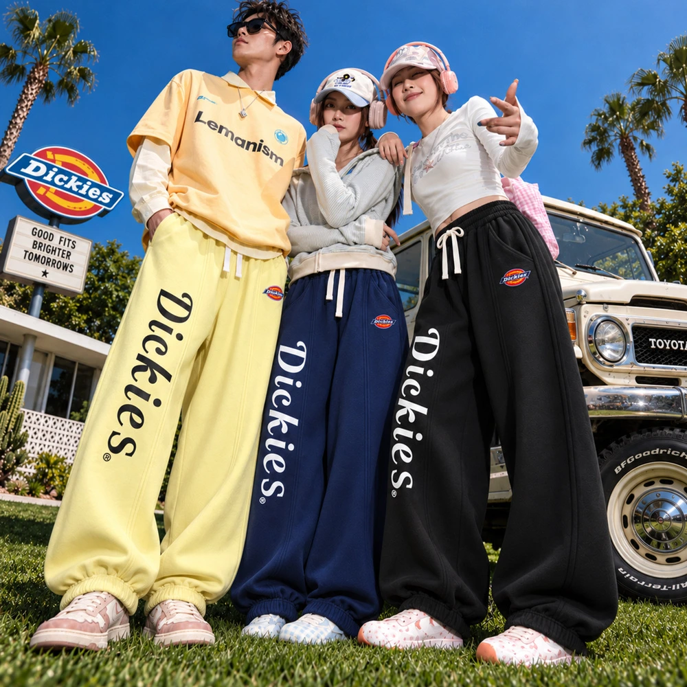 Спортивные штаны Dickies трикотажные с манжетами унисекс из Китая, Цвет: Ярко-золотой, Издание: Обычное издание, Размер: S | Китай.рф