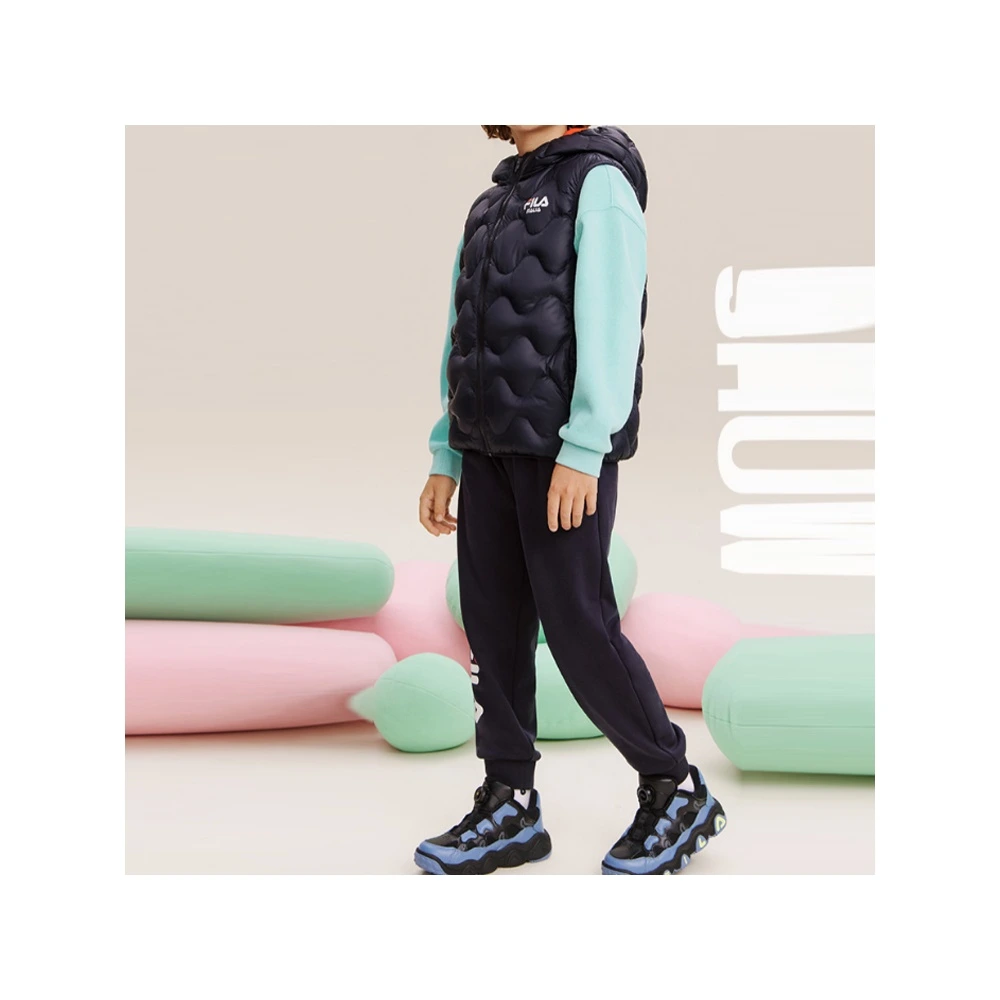 Жилетка FILA Kids утепленная с капюшоном синяя, Цвет: Легендарный синий-NV, Размер: 105 | Китай.рф