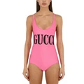 Купальник-боди GUCCI флуоресцентный розовый с логотипом, Цвет: флуоресцентный розовый, Размер: M | Китай.рф