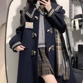 Зимнее пальто с принтом медведя в стиле school uniform, Цвет: Темно-синее пальто Haunted by Bears Buza, Размер: S | Китай.рф