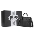 Черный кожаный портфель NOMK для ноутбука, Характеристики: черный, Подарочная упаковка: Нет подарочной коробки | Китай.рф