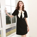 3COLOUR Платье черное с ажурными вставками и коротким рукавом, Цвет: черный, Размер: S | Китай.рф