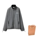 Куртка Miu Miu SS24 с вышивкой логотипа, Цвет: серый, Размер: XS, Коробка: Нет оригинального подарочного пакета, подарочной коробки | Китай.рф
