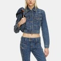 Женская джинсовая куртка Diesel FW24: облегающий силуэт и стильный деним, Цвет: синий, Размер: S | Китай.рф