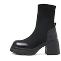 Короткие сапоги COMELY Platform Chunky Heel Warm Stretch Slim Boots Ankle Boots 7cm Women's, Цвет: черный, Размер: 35 | Китай.рф