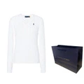 Женский свитер Polo Ralph Lauren из хлопка с V-образным вырезом, Цвет: Белый, Размер: s, Коробка: Нет оригинального подарочного пакета, подарочной коробки | Китай.рф