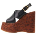 Chloé Open Toe Wedge Sandals Women's - босоножки на танкетке, Издание: С оригинальной коробкой для обуви, Цвет: черный, Размер: 36 | Китай.рф