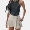Alexander Wang FW25 Кэжуал шорты с жатой фактурой и металлическим декором, Цвет: серый, Размер: 2 | Китай.рф
