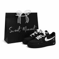 Кроссовки Nike Air Force 1 Skateboard женские низкие черные/серебристые, Цвет: чёрно-серебристый (подарочный пакет), Размер: 35.5 | Китай.рф