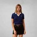 Поло Calvin Klein Jeans для женщин, синее, с контрастным воротником, Цвет: 5MA-королевский синий, Размер: XXS | Китай.рф