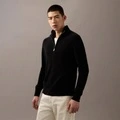 Кашемировый свитер CALVIN KLEIN мужской с воротником, Цвет: UB1 — космический чёрный, Размер: L | Китай.рф