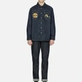 Рубашка джинсовая EVISU с принтом чаек синяя мужская, Цвет: Джинсовый синий, Размер: S | Китай.рф