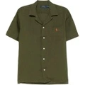 Рубашка Polo Ralph Lauren мужская льняная с коротким рукавом, Цвет: оливково-зеленый, Размер: S | Китай.рф