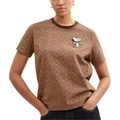 Футболка COACH x Peanuts Снупи женская, Цвет: хаки мультиколор, Размер: XS, Коробка: Нет оригинального подарочного пакета, подарочной коробки | Китай.рф