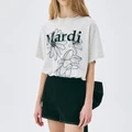 Футболка MARDI MERCREDI Three Flowers Collection SS25 женская оверсайз, Цвет: туманно-серый, Размер: F (единый размер) | Китай.рф