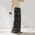 Брюки Casual 3COLOUR женские с цветочным принтом, Цвет: чёрный с цветочным узором, Размер: S | Китай.рф
