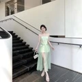 Слип-платье длинное кружевное с корсетом CHARM GLOW, Цвет: зеленый, Размер: S | Китай.рф
