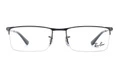 Оправы RayBan для очков полуободковые металлические мужские матовый черный, Стиль: матовый черный, Размер: F, Коробка: Базовая упаковка — чехол для очков + салфетка для очков | Китай.рф