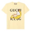 Футболка Gucci x Bananya с принтом логотип и буквы женская желтая, Цвет: желтый, Размер: S, Коробка: Нет оригинального подарочного пакета, подарочной коробки | Китай.рф