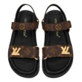 Сандалии LOUIS VUITTON Sunset Leather One Strap женские коричневые, Издание: [Версия со стальным штампом] без оригинальной коробки для обуви, Размер: 35 | Китай.рф