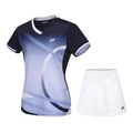 Кэжуал набор YONEX женский, быстросохнущая футболка и шорты, Набор: тёмно-синий топ+мини-юбка, Размер: M | Китай.рф