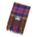 Шарф Vivienne Westwood Logo Patch Checked Fringed Scarf, Стиль: синий/фиолетовый/коричневый, Коробка: Базовая упаковка-без коробки | Китай.рф