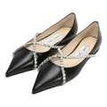 Кожаные туфли-лодочки Jimmy Choo Genevi Flat на плоской подошве женские черные, Издание: С оригинальной коробкой для обуви, Размер: 35 | Китай.рф