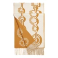 Кашемировая шаль HERMES с бахромой Do Re Boucles цвета слоновая кость/охра, женская, Стиль: Слоновая кость/желтая охра, Размер: F (свободный размер), Коробка: Базовая упаковка-без коробки | Китай.рф