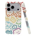 Чехол keshami для iPhone 16 Pro Max/15 Pro/14 Pro/13 Pro, полузащитный, матовый, граффити с цветными линиями, Модель: Apple 16, Пакет: Полуоткрытая упаковка, Цвет: Кролик в линию | Китай.рф