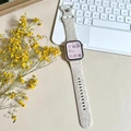 Силиконовый ремешок для Apple Watch S11/S10/S9/S8/SE спортивный дышащий розовый цветок женский, Цвет ремешка: цвет звездного света, Размер ремешка: 42 мм 【для iWatch S11/S10】 | Китай.рф