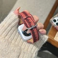 Ремешок для Apple Watch из натуральной кожи Kubaso, 180 мм, клетчатый шерстяной браслет, унисекс, Цвет ремешка: Красно-чёрная клетка, шерстяная ткань, кожаный ремешок, Размер ремешка: Совместимость: iwatch S11【42mm】 | Китай.рф