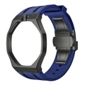 Силиконовый ремешок Pulaisi для часов Swatch с корпусом из стали, Цвет: Чёрный корпус — синий ремешок (нержавеющая сталь), Размер ремешка: Подходит для AP&Swatch — заводная головка на 12 часов | Китай.рф