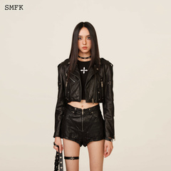 Косуха SMFK Wild World Rider из состаренной овчины – Черная укороченная куртка, Цвет: пустыня черный, Размер: S | Китай.рф