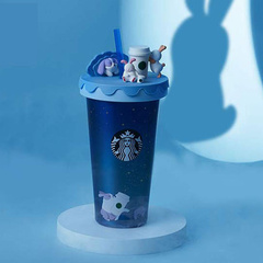 Кружка Starbucks с соломинкой, градиентный синий, 550 мл, Характеристика: 550ml | Китай.рф