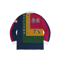 Supreme SS20 Рубашка-поло с регбийным принтом, синяя, Размер: L | Китай.рф