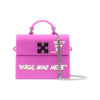 Фиолетовый чехол Off-White для AirPods Pro с фирменным принтом | Китай.рф