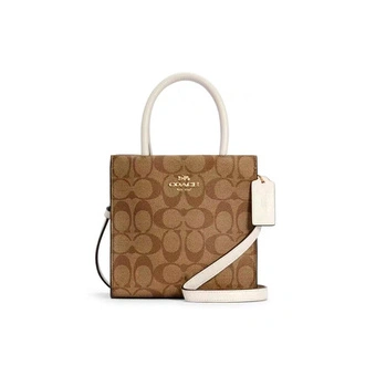 COACH Cally 17 мини сумка через плечо, белая с коричневым узором | Китай.рф