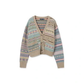 Яркий женский кардиган Polo Ralph Lauren FW22 с геометрическим узором | Китай.рф