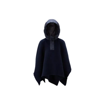 Шерстяное пончо Moncler с капюшоном, темно-синее | Китай.рф