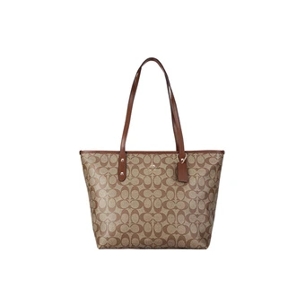 COACH City Zip Tote 30: Бежевая сумка-тоут из искусственной кожи | Китай.рф