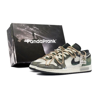 Air Jordan 1 Low Custom: Ретро кроссовки серый/белый/зеленый | Китай.рф
