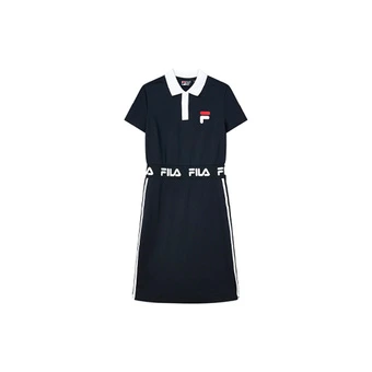 Синее платье-футболка FILA с логотипом и поясом – стильный выбор | Китай.рф