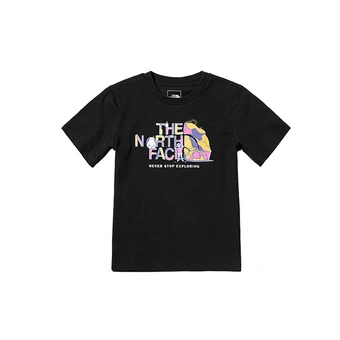 THE NORTH FACE Футболка с принтом лого для детей, ретро-стиль, черная | Китай.рф