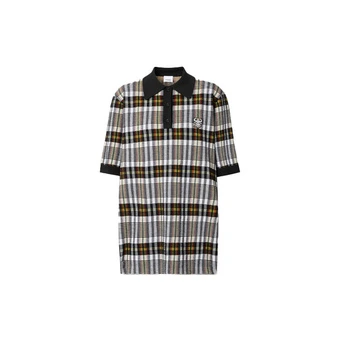 Burberry Поло женское свободное с узором, черное | Китай.рф