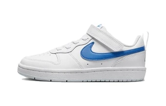 Nike Court Borough Low 2 PS Защита от ударов Амортизация Низкие кроссовки Детские Бело-голубые | Китай.рф