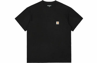 Футболка Carhartt WIP с карманом и логотипом на бирке, однотонная, круглый вырез, мужская, черная | Китай.рф