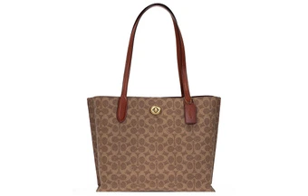 COACH Willow 28 – сумка-тоут из холста и телячьей кожи, средний размер, коричневая | Китай.рф