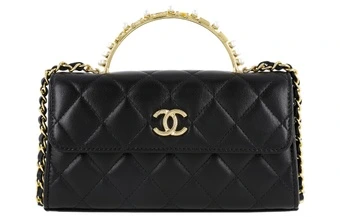 Сумка CHANEL на цепочке с жемчужной ручкой, черная | Китай.рф