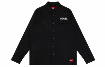 Мужская рабочая рубашка Dickies с длинным рукавом и накладными карманами, черная | Китай.рф